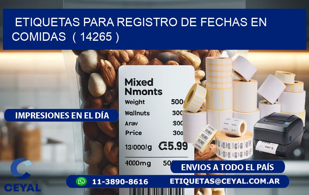 ETIQUETAS PARA REGISTRO DE FECHAS EN COMIDAS ( 14265 ) | Insumos Textiles