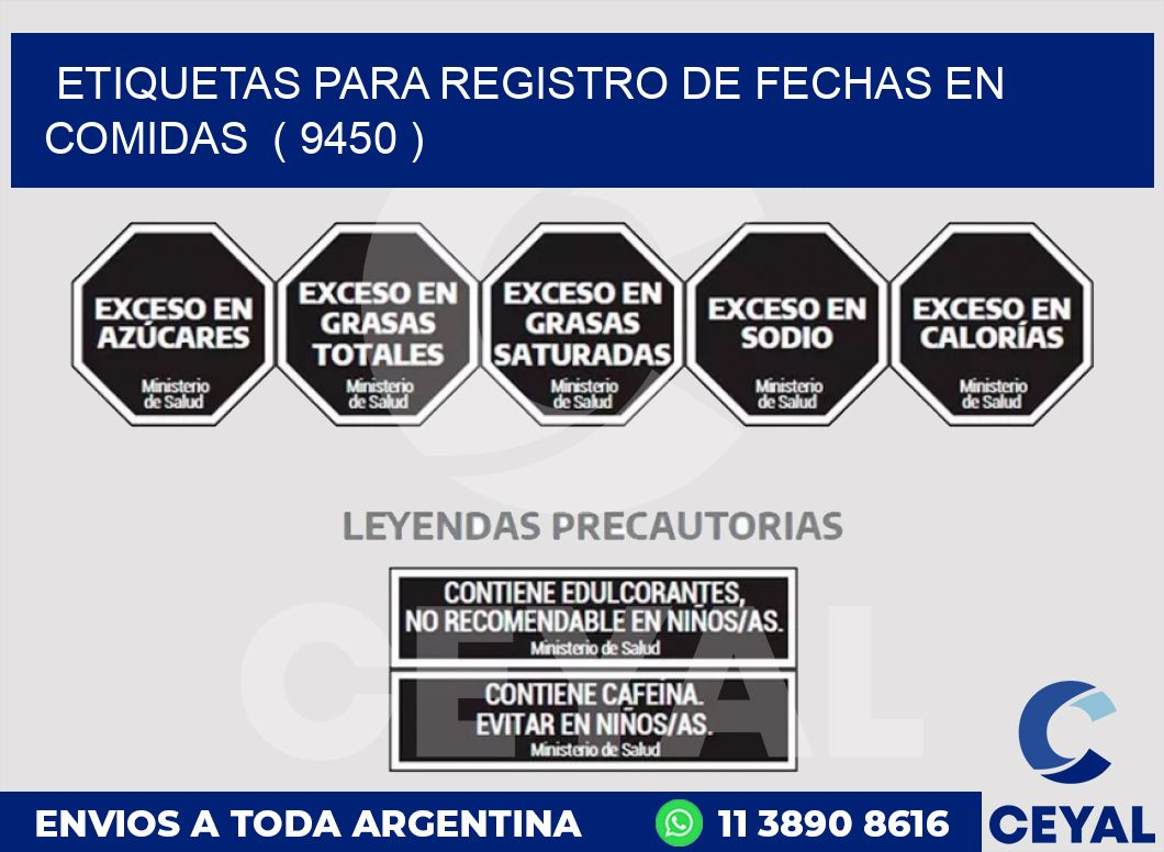 ETIQUETAS PARA REGISTRO DE FECHAS EN COMIDAS  ( 9450 )