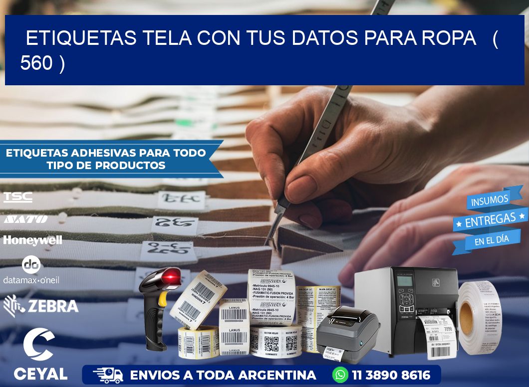 ETIQUETAS TELA CON TUS DATOS PARA ROPA   ( 560 )