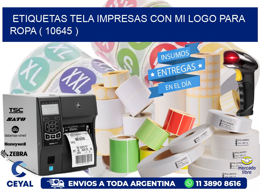 ETIQUETAS TELA IMPRESAS CON MI LOGO PARA ROPA ( 10645 )