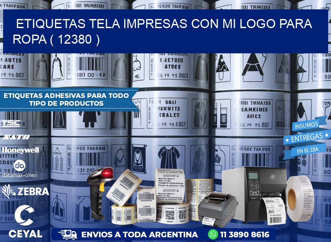 ETIQUETAS TELA IMPRESAS CON MI LOGO PARA ROPA ( 12380 )