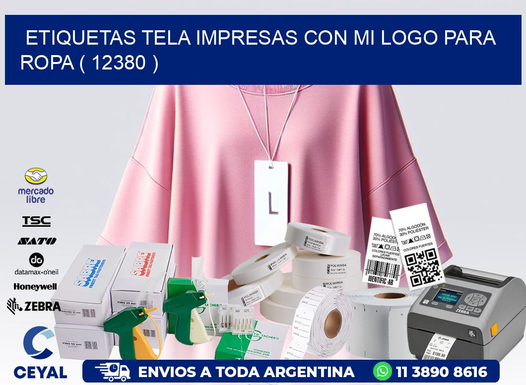 ETIQUETAS TELA IMPRESAS CON MI LOGO PARA ROPA ( 12380 )