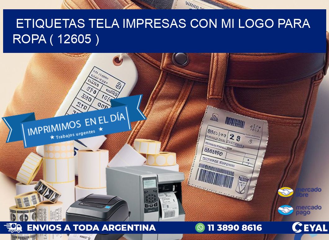 ETIQUETAS TELA IMPRESAS CON MI LOGO PARA ROPA ( 12605 )