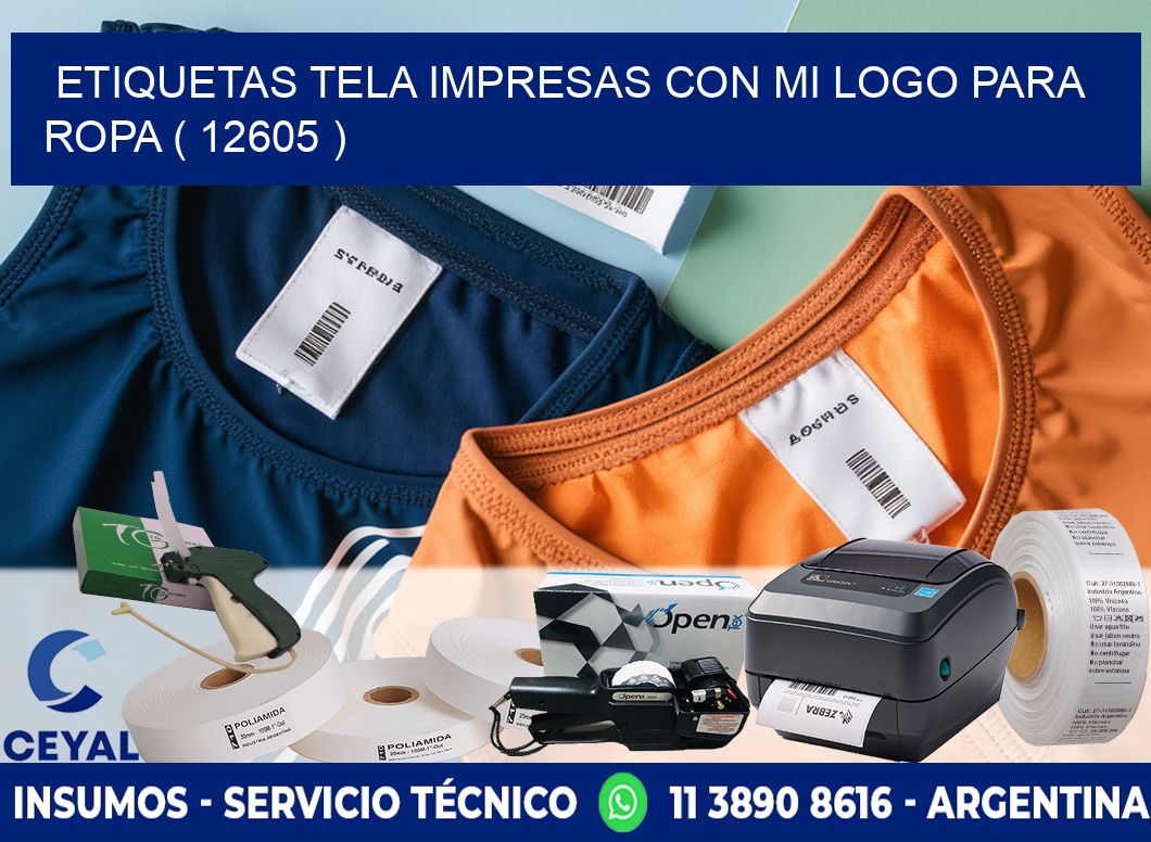 ETIQUETAS TELA IMPRESAS CON MI LOGO PARA ROPA ( 12605 )