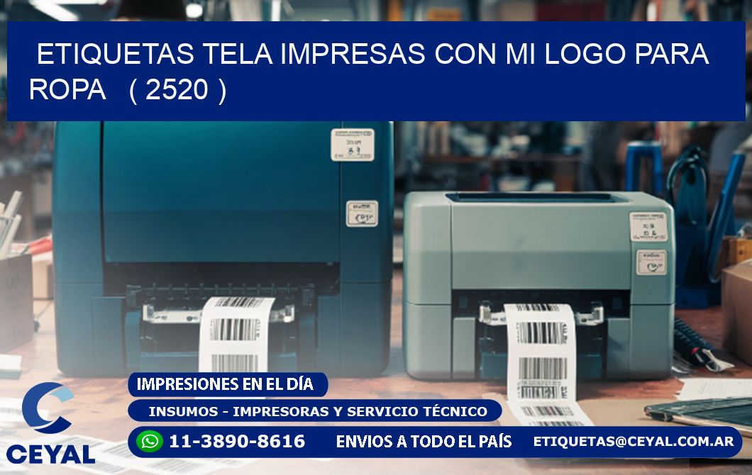 ETIQUETAS TELA IMPRESAS CON MI LOGO PARA ROPA ( 2520 )