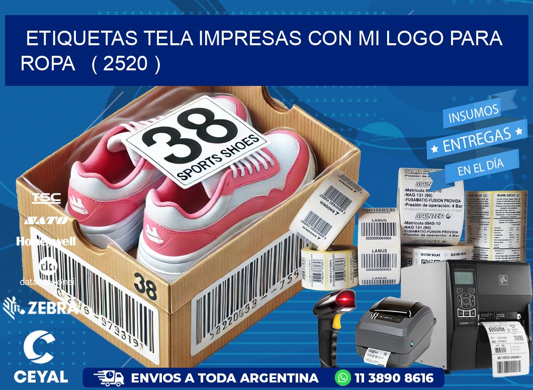 ETIQUETAS TELA IMPRESAS CON MI LOGO PARA ROPA ( 2520 )