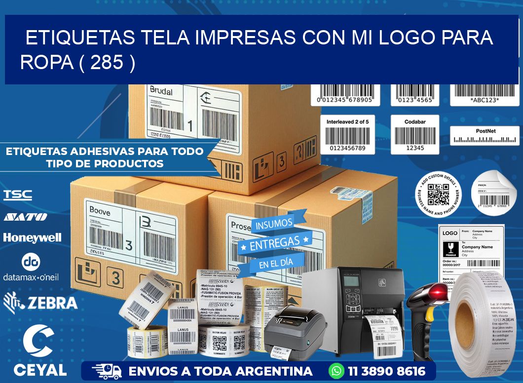 ETIQUETAS TELA IMPRESAS CON MI LOGO PARA ROPA ( 285 )