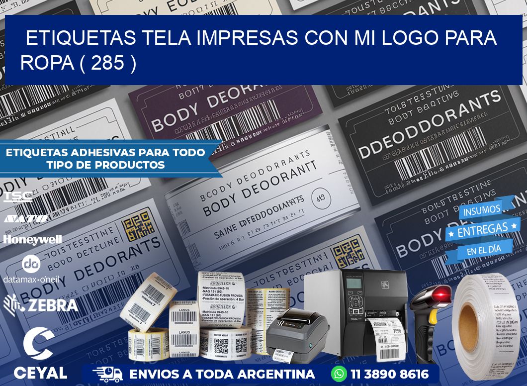 ETIQUETAS TELA IMPRESAS CON MI LOGO PARA ROPA ( 285 )