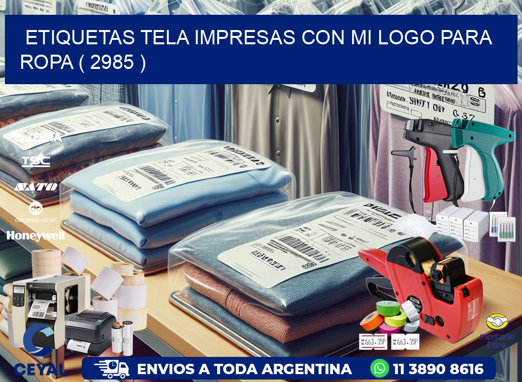ETIQUETAS TELA IMPRESAS CON MI LOGO PARA ROPA ( 2985 )
