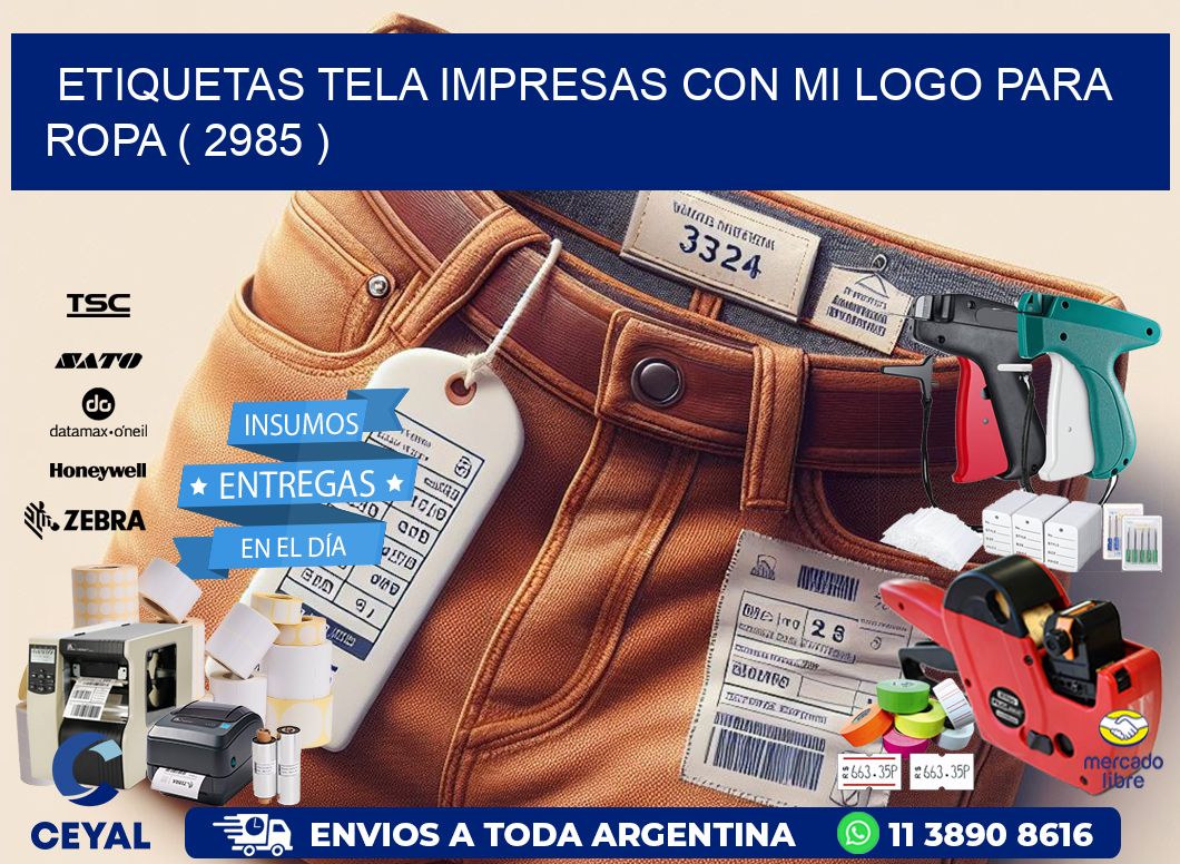 ETIQUETAS TELA IMPRESAS CON MI LOGO PARA ROPA ( 2985 )