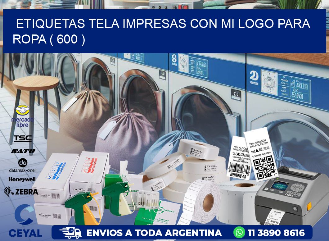 ETIQUETAS TELA IMPRESAS CON MI LOGO PARA ROPA ( 600 )