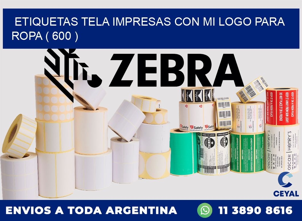 ETIQUETAS TELA IMPRESAS CON MI LOGO PARA ROPA ( 600 )