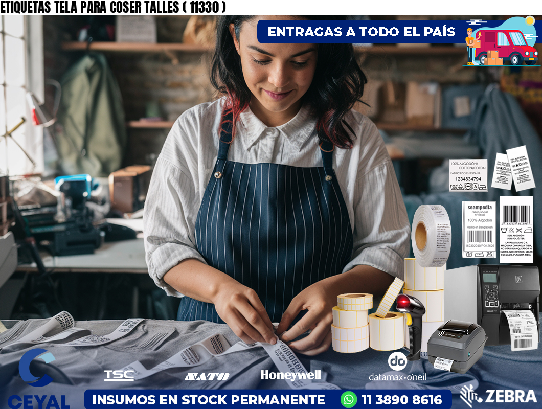 ETIQUETAS TELA PARA COSER TALLES ( 11330 )