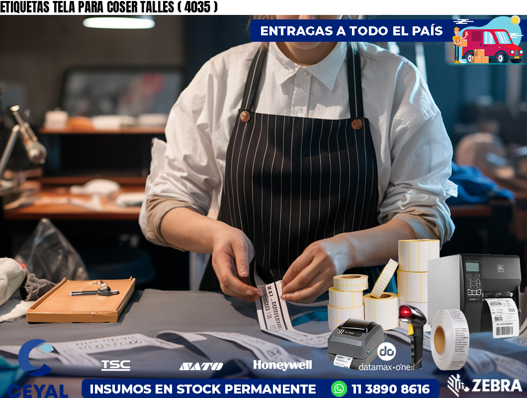 ETIQUETAS TELA PARA COSER TALLES ( 4035 )
