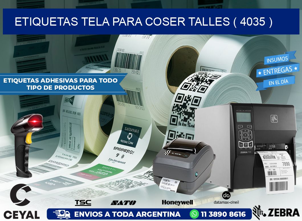 ETIQUETAS TELA PARA COSER TALLES ( 4035 )