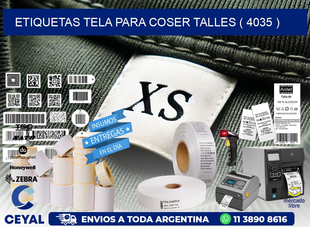 ETIQUETAS TELA PARA COSER TALLES ( 4035 )