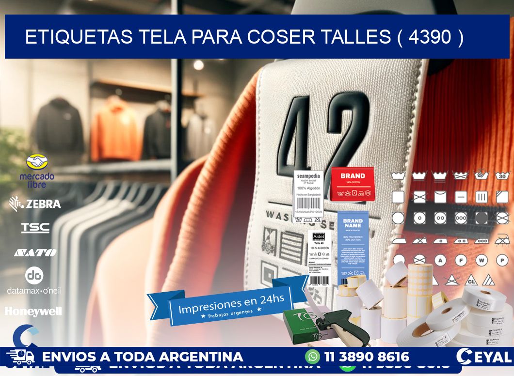 ETIQUETAS TELA PARA COSER TALLES ( 4390 )