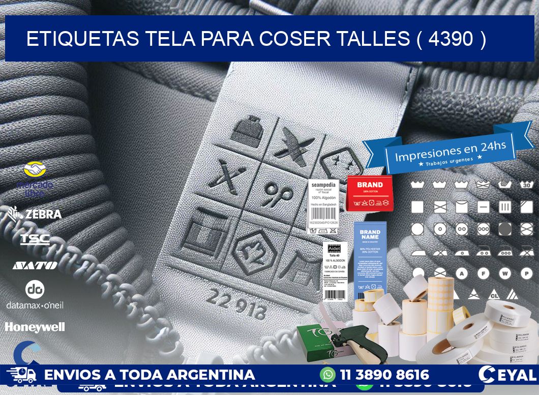 ETIQUETAS TELA PARA COSER TALLES ( 4390 )