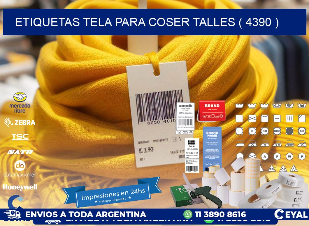 ETIQUETAS TELA PARA COSER TALLES ( 4390 )