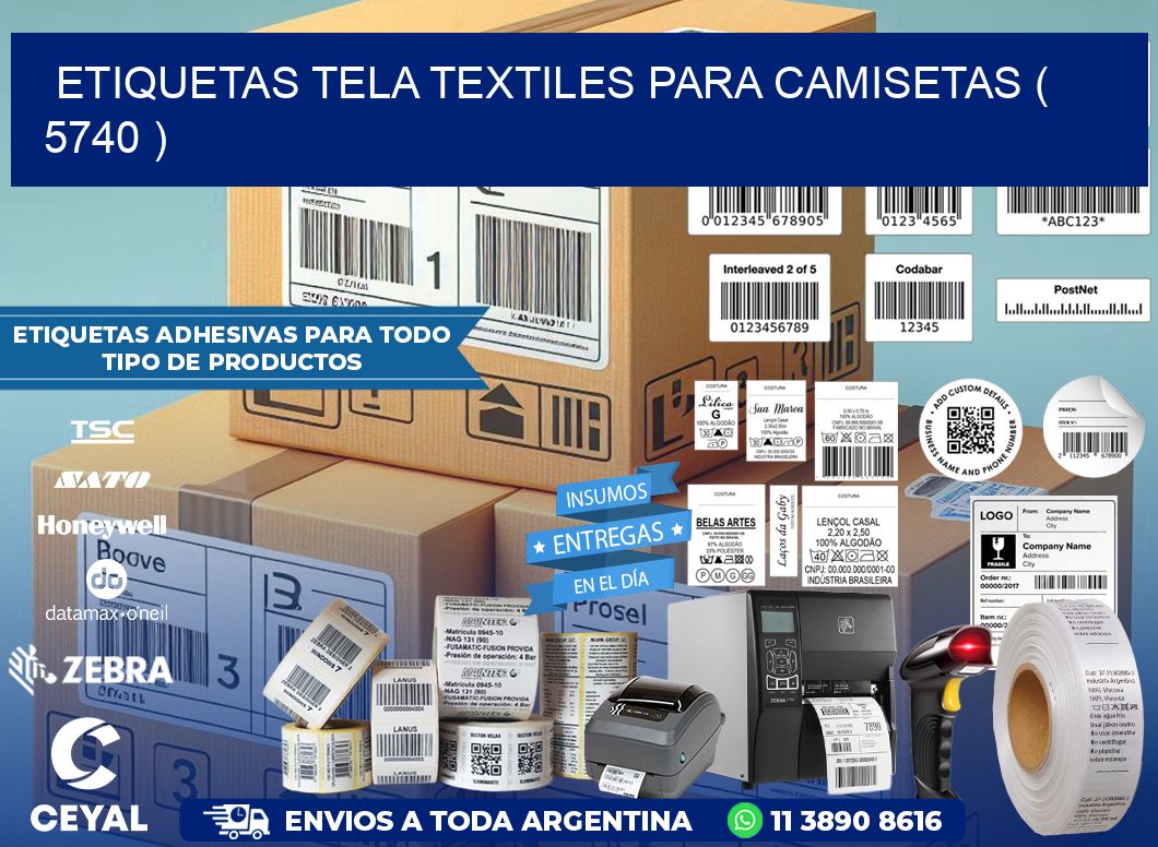 ETIQUETAS TELA TEXTILES PARA CAMISETAS ( 5740 )