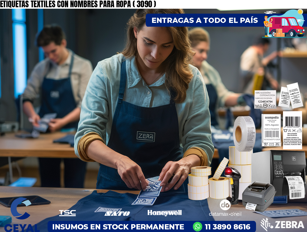ETIQUETAS TEXTILES CON NOMBRES PARA ROPA ( 3090 )