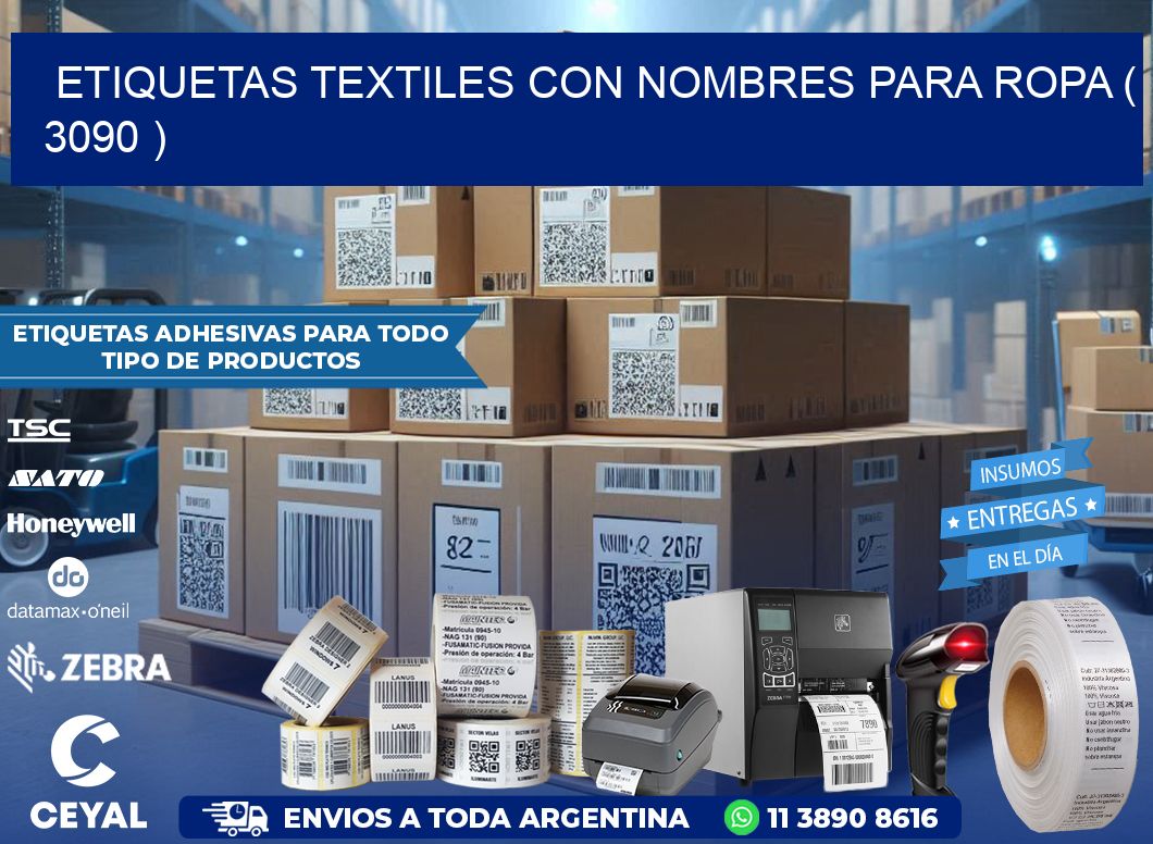 ETIQUETAS TEXTILES CON NOMBRES PARA ROPA ( 3090 )