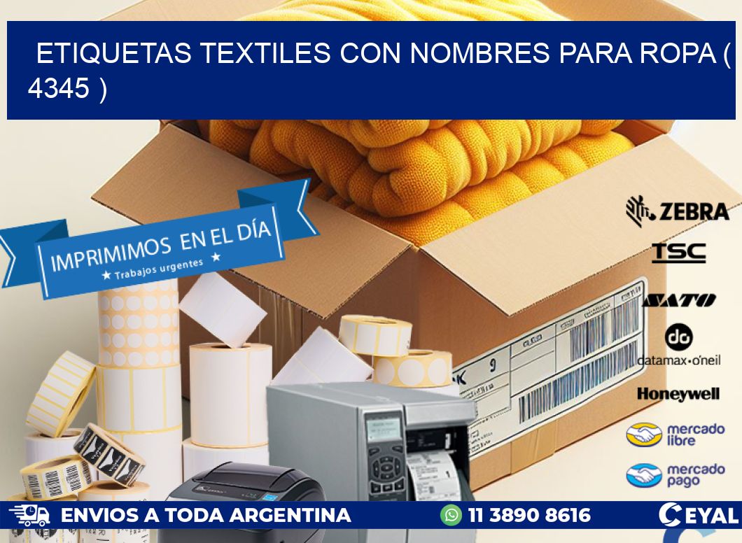 ETIQUETAS TEXTILES CON NOMBRES PARA ROPA ( 4345 )