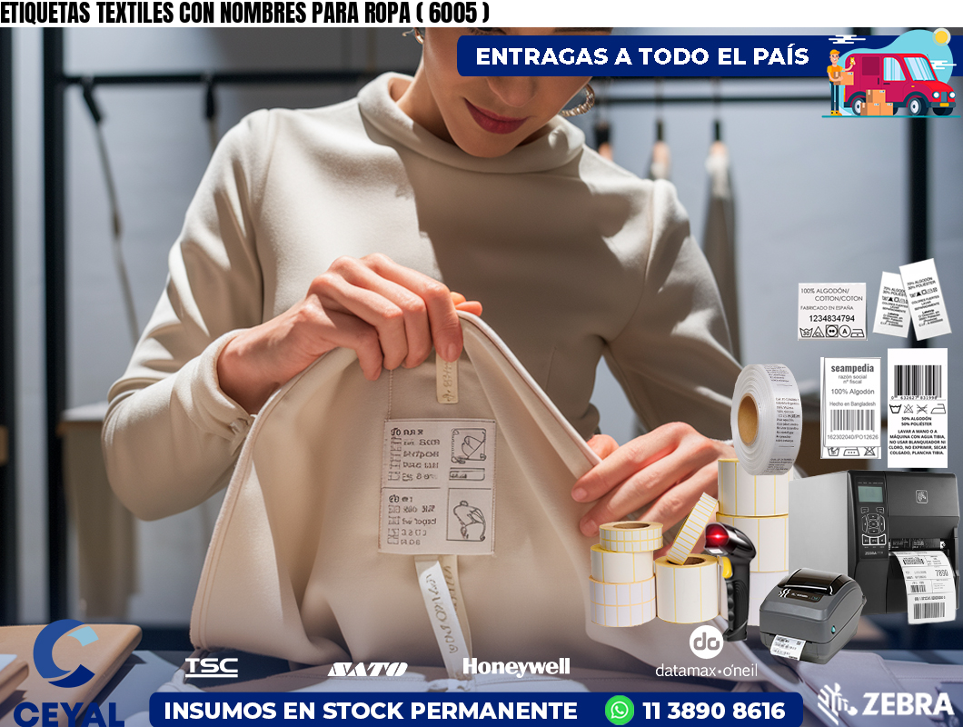 ETIQUETAS TEXTILES CON NOMBRES PARA ROPA ( 6005 )
