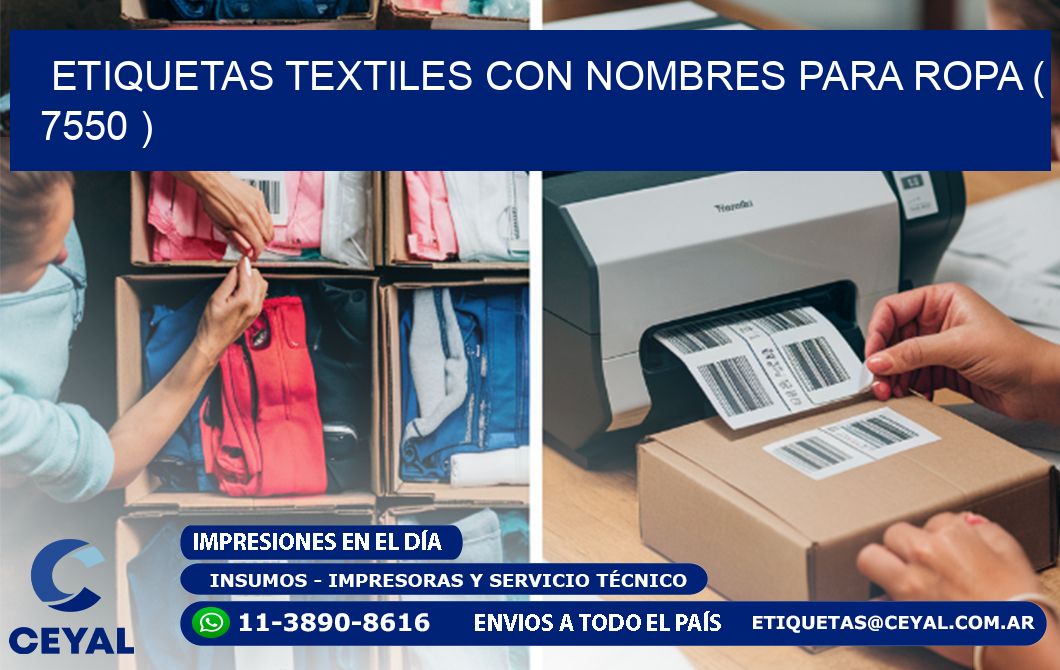 ETIQUETAS TEXTILES CON NOMBRES PARA ROPA ( 7550 )