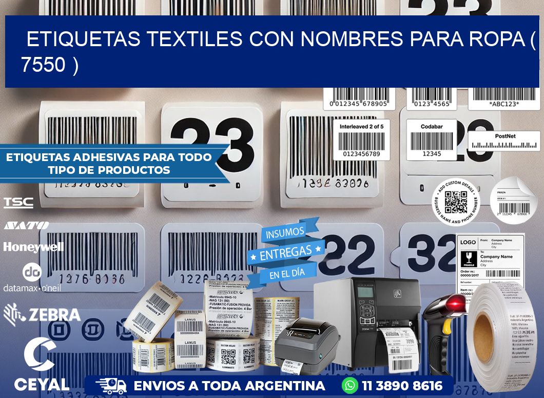 ETIQUETAS TEXTILES CON NOMBRES PARA ROPA ( 7550 )