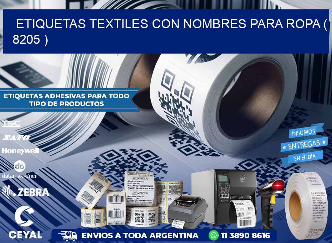 ETIQUETAS TEXTILES CON NOMBRES PARA ROPA ( 8205 )