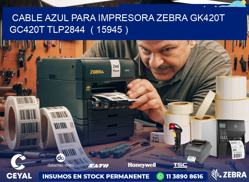 cable azul para impresora zebra GK420T GC420T TLP2844  ( 15945 )
