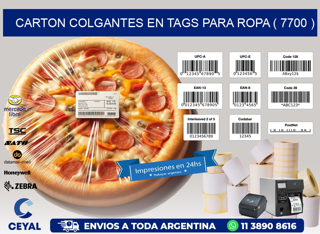 CARTON COLGANTES EN TAGS PARA ROPA ( 7700 )