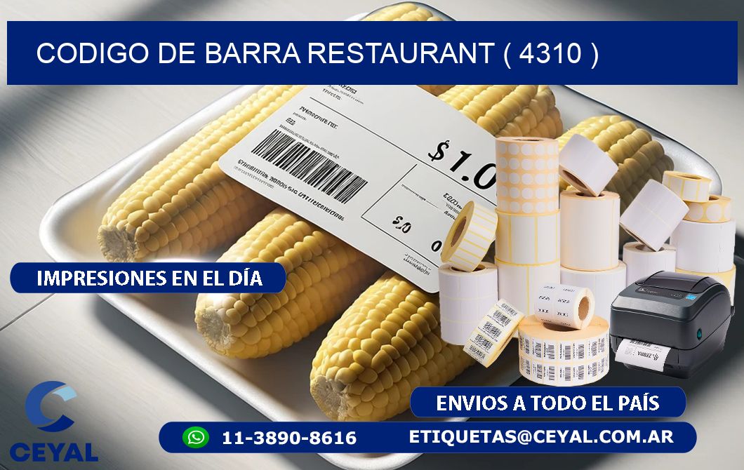 CODIGO DE BARRA RESTAURANT ( 4310 )