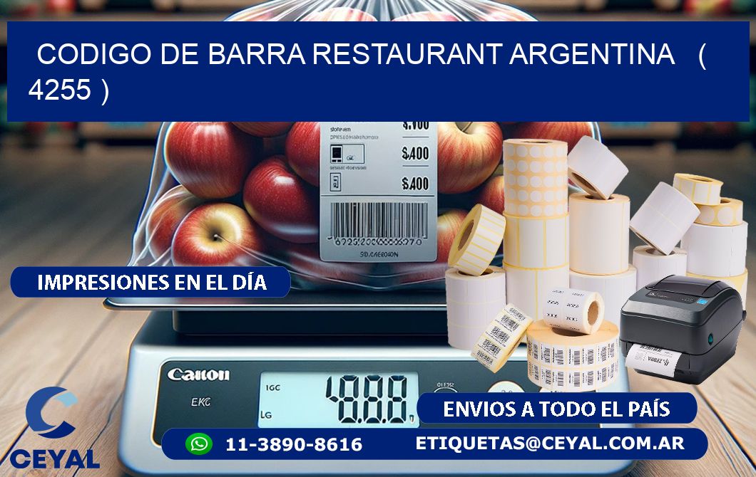 CODIGO DE BARRA RESTAURANT ARGENTINA   ( 4255 )