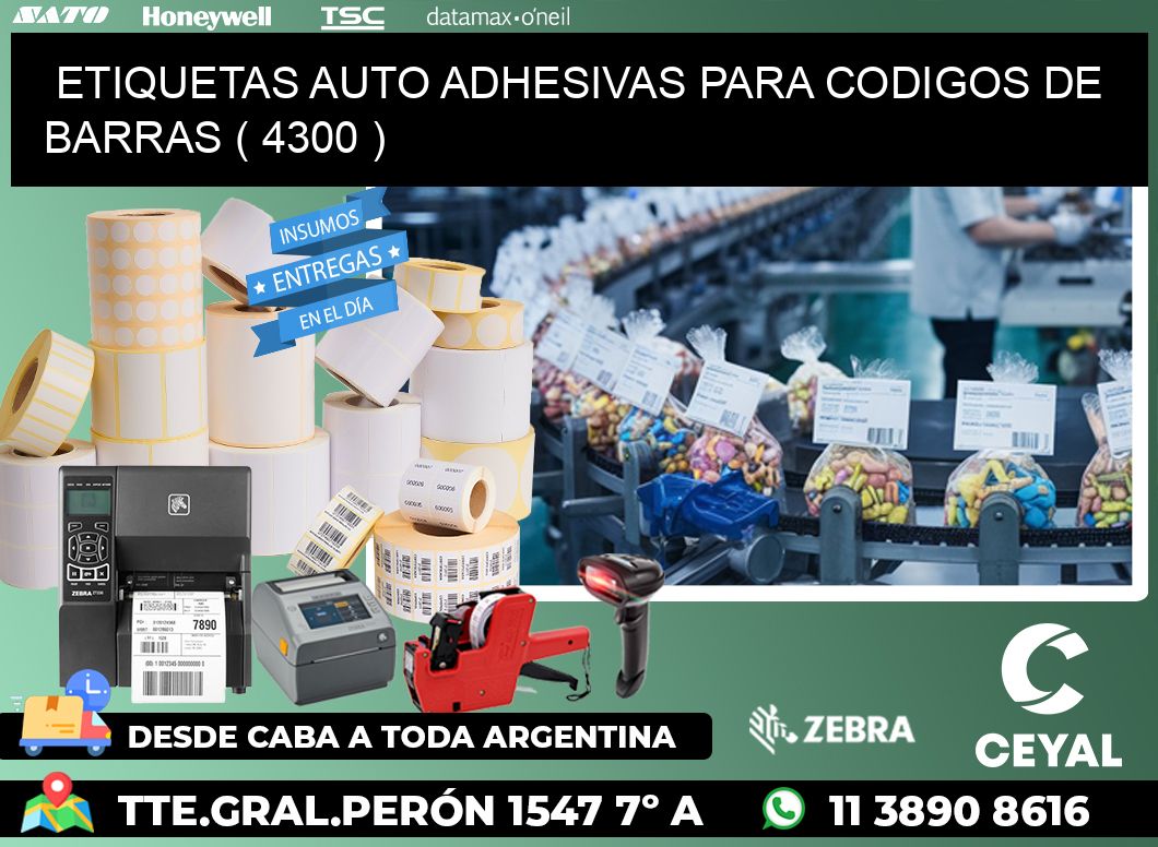 ETIQUETAS AUTO ADHESIVAS PARA CODIGOS DE BARRAS ( 4300 )