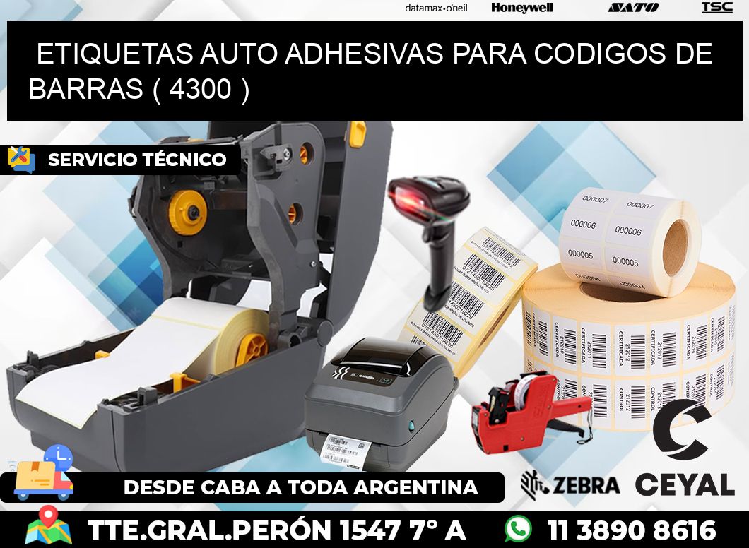 ETIQUETAS AUTO ADHESIVAS PARA CODIGOS DE BARRAS ( 4300 )