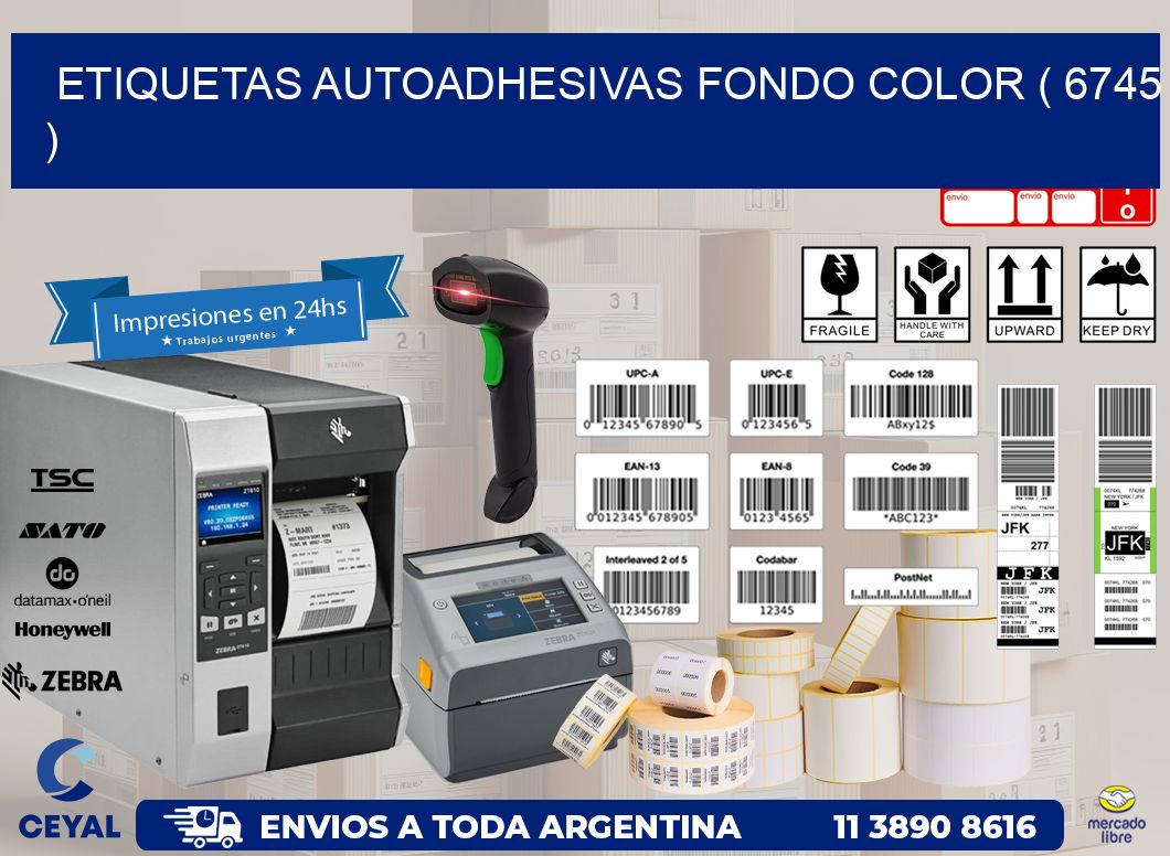 ETIQUETAS AUTOADHESIVAS FONDO COLOR ( 6745 )