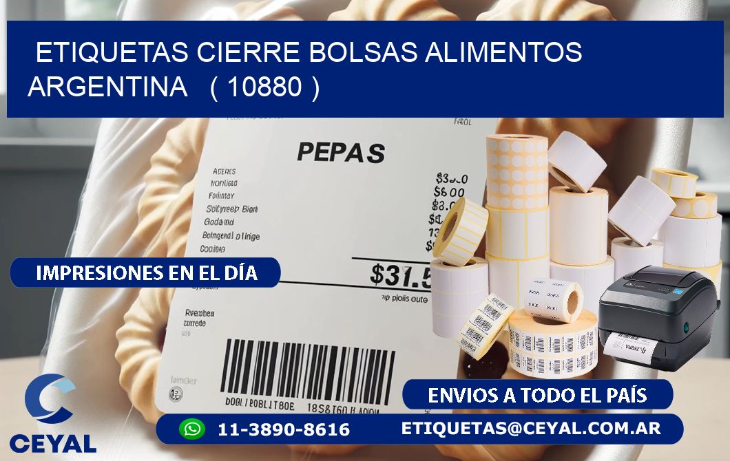 ETIQUETAS CIERRE BOLSAS ALIMENTOS ARGENTINA   ( 10880 )