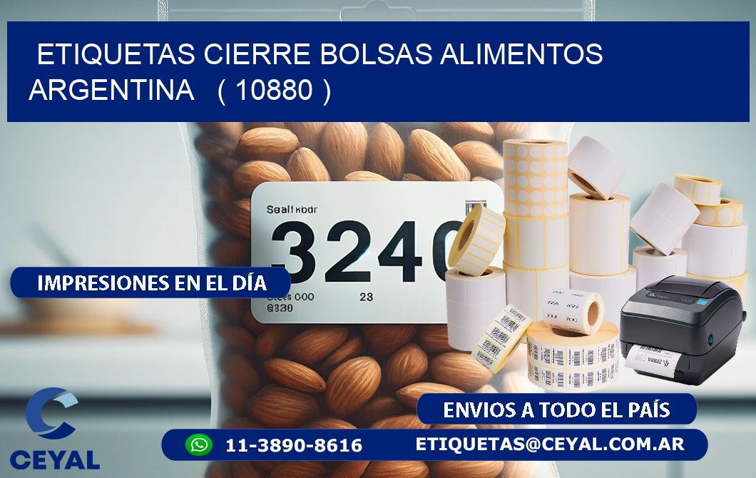 ETIQUETAS CIERRE BOLSAS ALIMENTOS ARGENTINA   ( 10880 )
