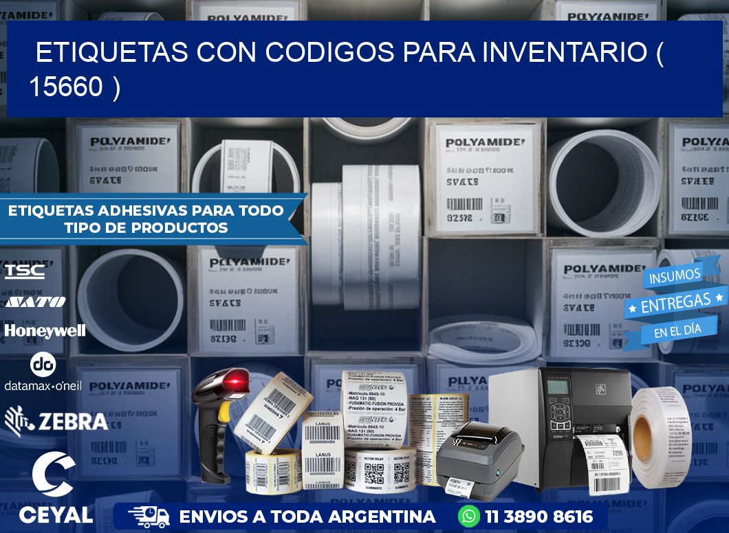 ETIQUETAS CON CODIGOS PARA INVENTARIO ( 15660 )
