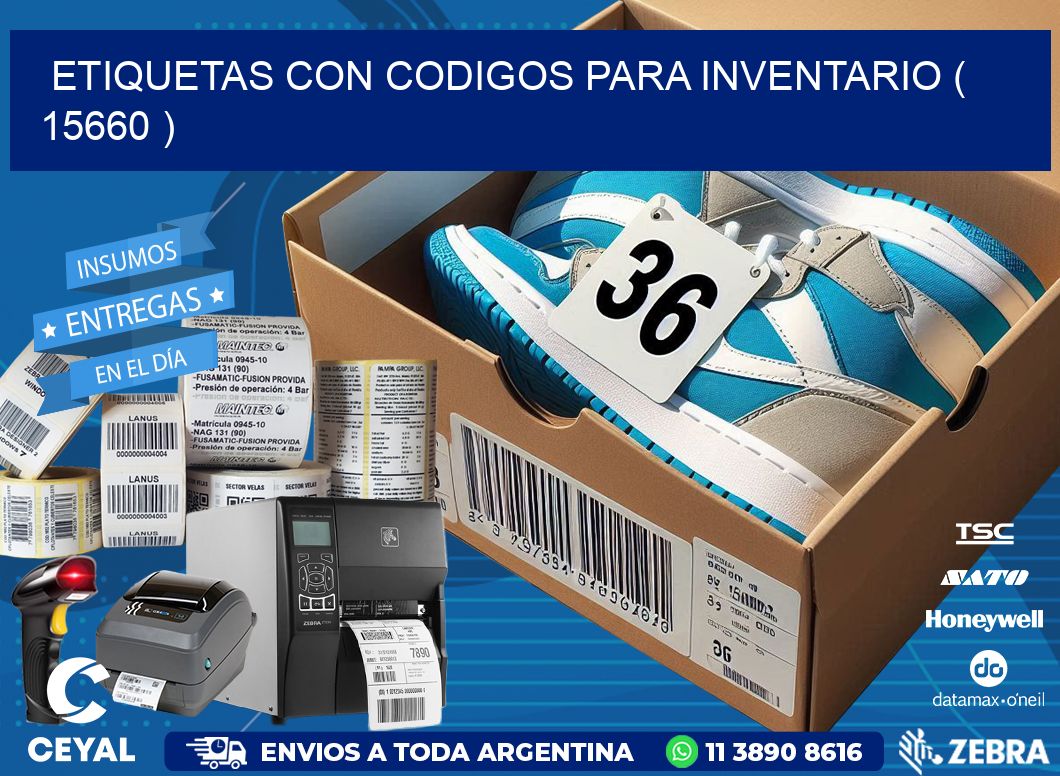 ETIQUETAS CON CODIGOS PARA INVENTARIO ( 15660 )