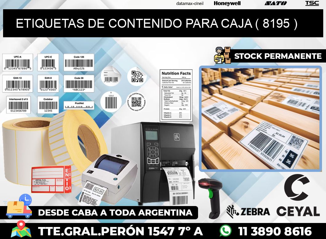 ETIQUETAS DE CONTENIDO PARA CAJA ( 8195 )