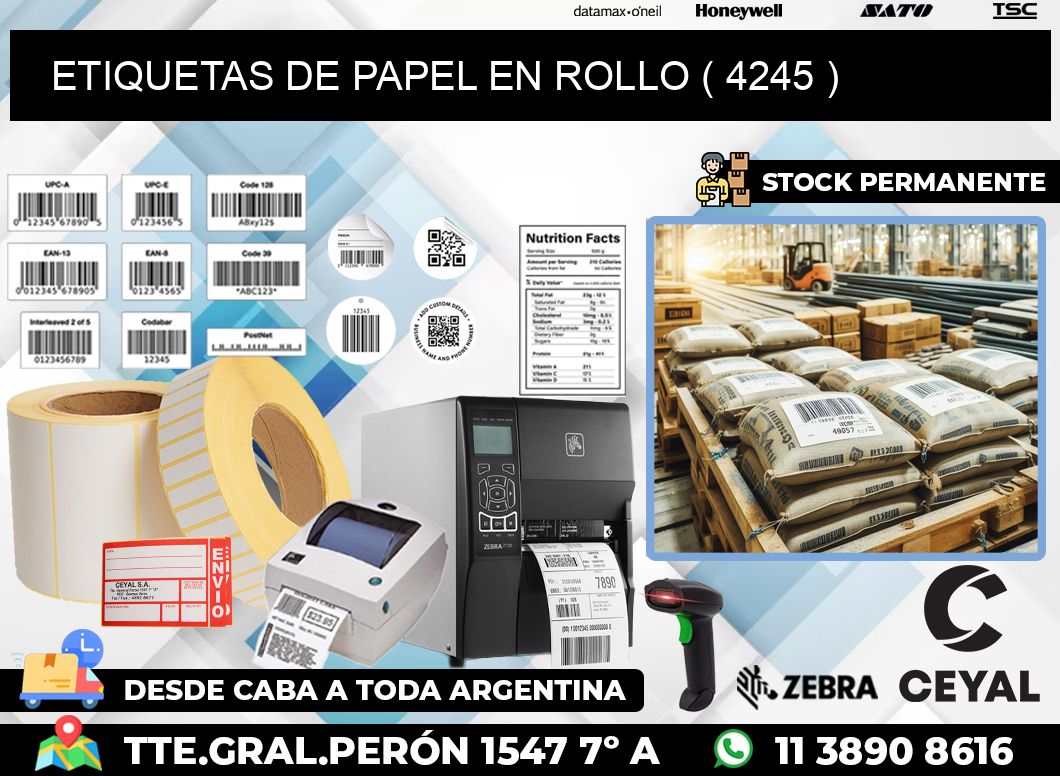 ETIQUETAS DE PAPEL EN ROLLO ( 4245 )