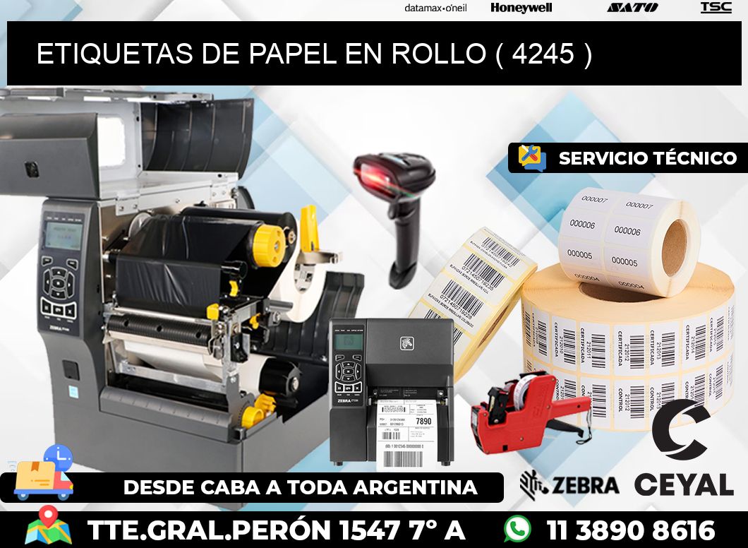 ETIQUETAS DE PAPEL EN ROLLO ( 4245 )