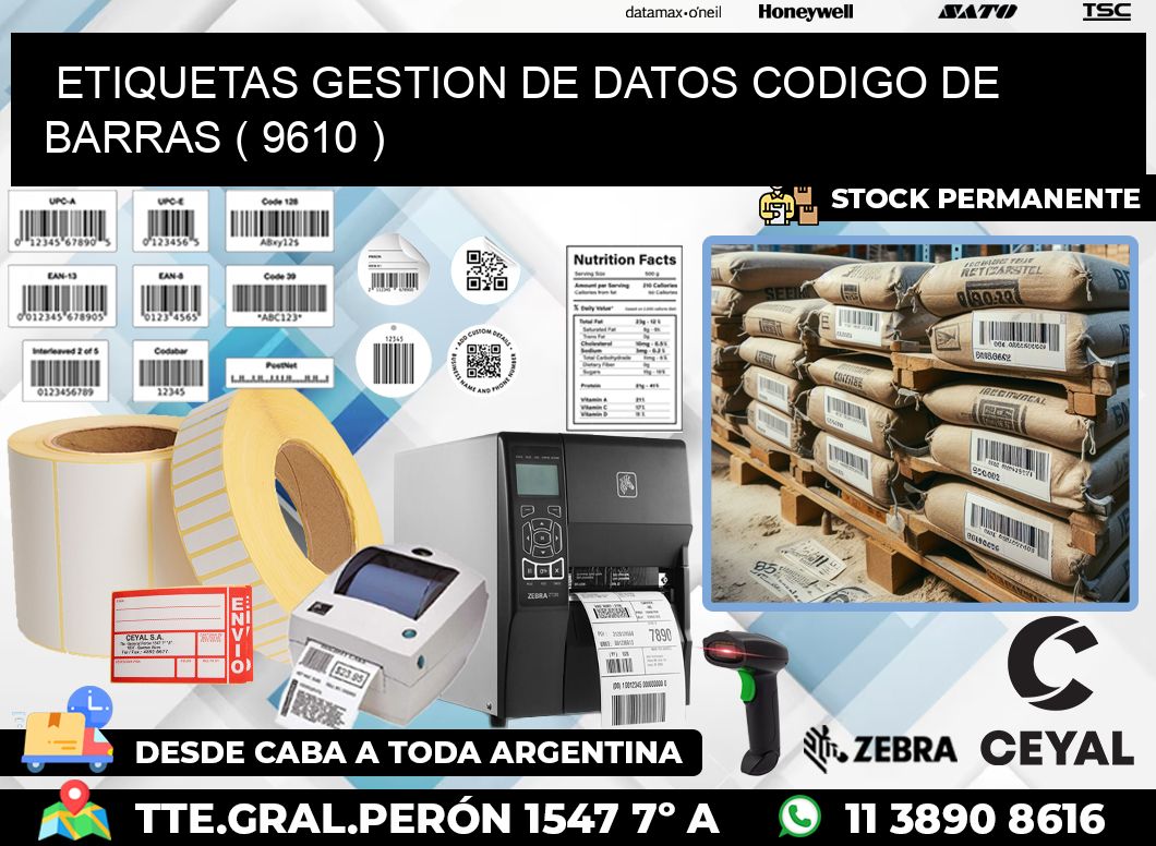 ETIQUETAS GESTION DE DATOS CODIGO DE BARRAS ( 9610 )