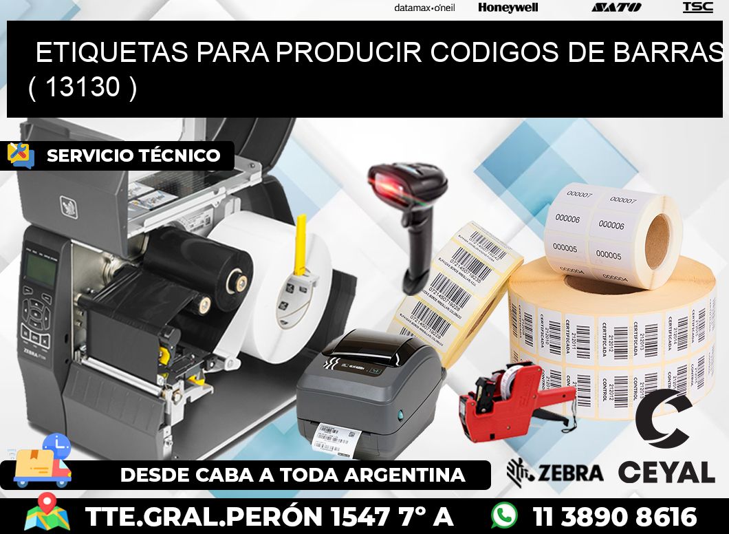 ETIQUETAS PARA PRODUCIR CODIGOS DE BARRAS ( 13130 )