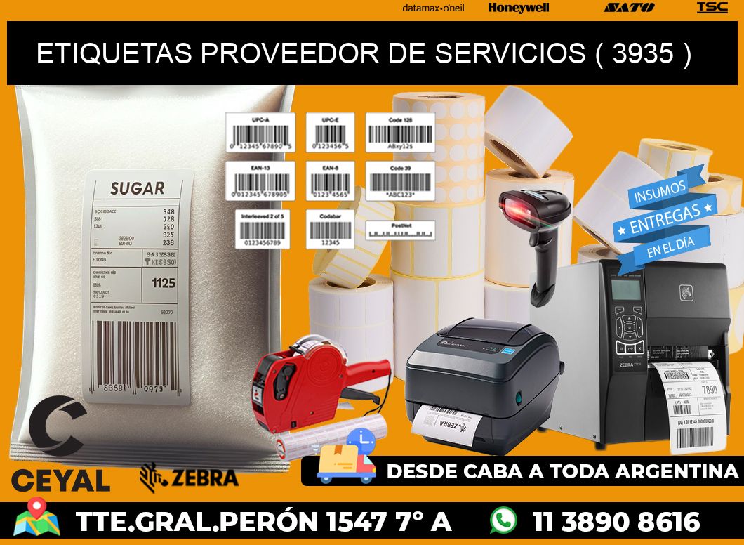ETIQUETAS PROVEEDOR DE SERVICIOS ( 3935 )