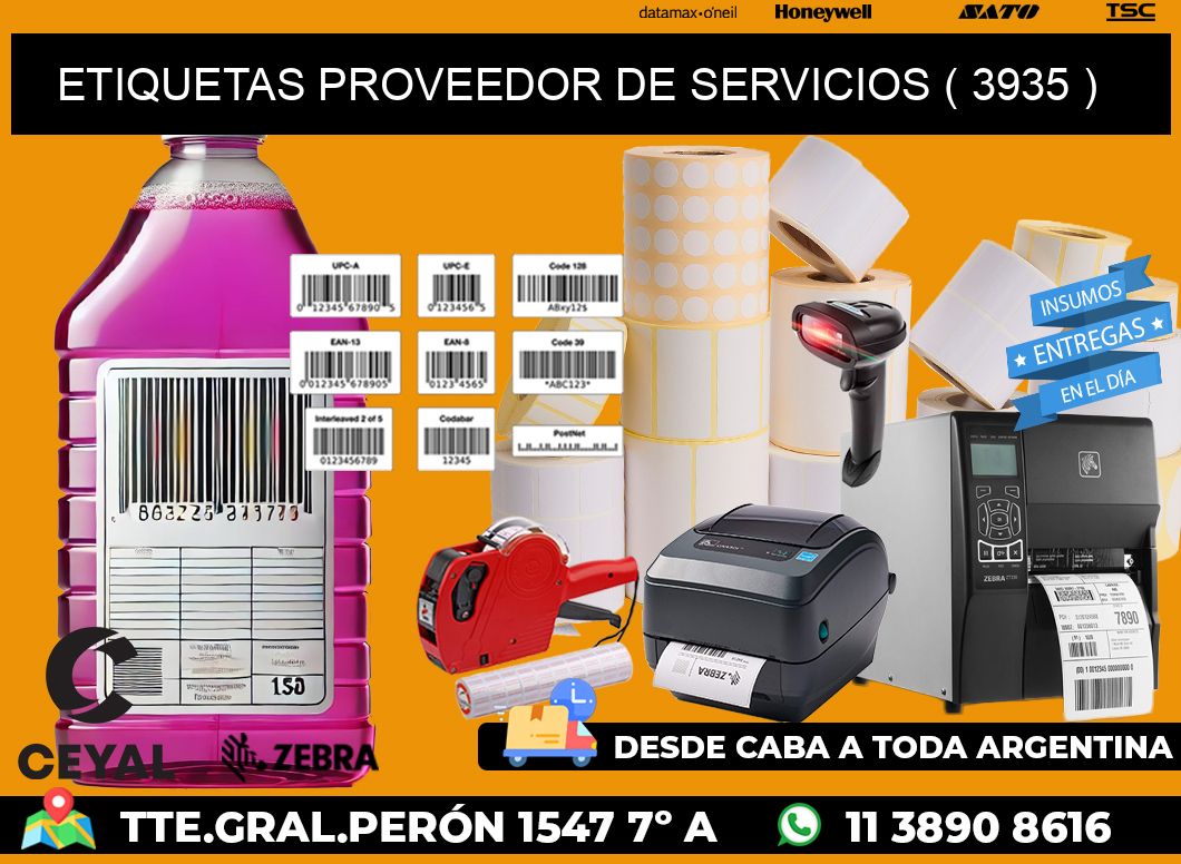 ETIQUETAS PROVEEDOR DE SERVICIOS ( 3935 )