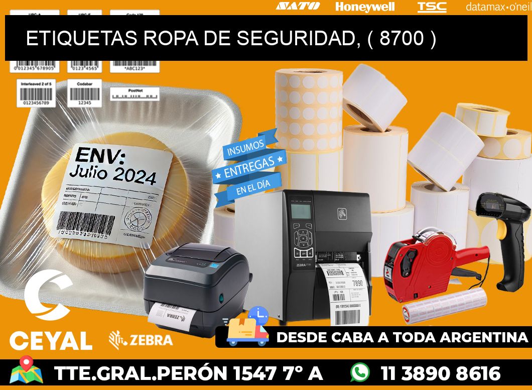 ETIQUETAS ROPA DE SEGURIDAD, ( 8700 )